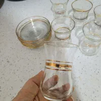 استکان کمرباریک لب طلایی و نعلبکی