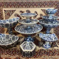 ست ظروف پذیرایی طرح قلم آبی انگلیس