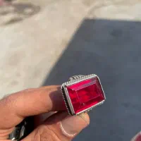 انگشتر یاقوت و عقیق نقره