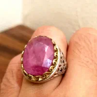انگشتر نقره دست سازیاقوت برمه طبیعی سایز 65 درشت|جواهرات|شاهین‌شهر, فردوسی|دیوار