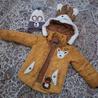 کاپشن و کلاه تو کرک، 3 تا 6سال، رنگ شتری کرم