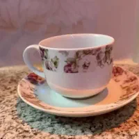 دودست فنجان نعلبکی چینی