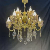 لوستر برنجی ۵ شاخه ۱۰ شعله