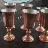 یک دست لیوان مسی پایه دار دکوری