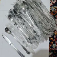 ۲۴ عدد کارد و ۲۴ عدد قاشق شربت خوری استیل نو