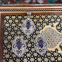 نیم ست نقره و جواهر