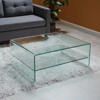 میزجلومبلی شیشه ای شلف دار - لوکس و کاربردی