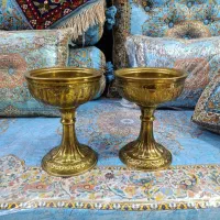 دو عدد جام قدیمی  طلایی رنگ قلم به اندازه 23 سانت|کلکسیون اشیاء عتیقه|خرم‌آباد, |دیوار