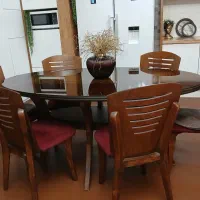 میز غذاخوری ۶ نفره با ۶ عدد صندلی