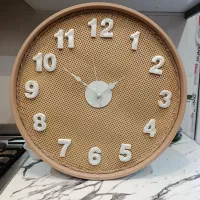 ساعت دیواری چوبی حصیری دست ساز قطر ۵۰