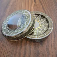 قوطی فلزی زعفران طرح خاتم در سایزهای گوناگون