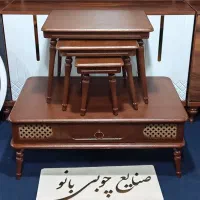 جلومبلی حصیری با عسلی ۴تیکه رنگ فندقی قهوهای|مبلمان خانگی و میز عسلی|قم, قلعه کامکار|دیوار