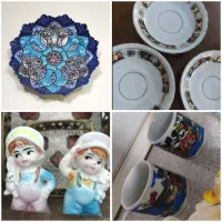 گلدان قندان نعلبکی  نمکدان قدیمی