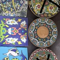 حراج ظرف سفالی خام و رنگ شده دیوارکوب جاشمعی و ...