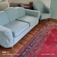 مبل هشت نفره رنگ سبز آبی کم رنگ|مبلمان خانگی و میز عسلی|باغستان, |دیوار