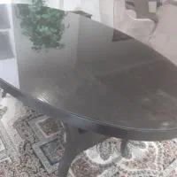 فروش میز چوبی ۸ نفره با روکش شیشه