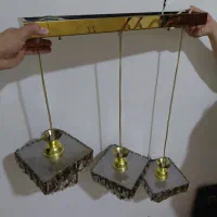 لوستر 3 شاخه بسیار مقام و محکم نونو طلایی و زیبا|لوستر و چراغ آویز|بروجرد, |دیوار