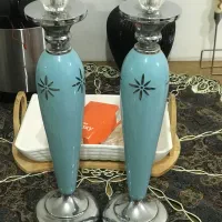 جا شمعی فیروزه ای اینه کاری شده چک