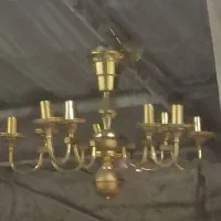 لوستر برنجی، آب طلا قدیمی|لوستر و چراغ آویز|کرج, باغستان|دیوار