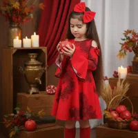 پیراهن بچه گانه یلدایی دخترانه ۳ تا ۶ سال