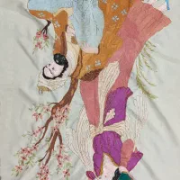 گلدوزی هنرمندانه طرح لیلی و مجنون ۱۲۰ در ۸۰