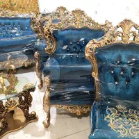 مبلمان شاه نشین سلطنتی ۹ نفره تمام راش ورق طلا