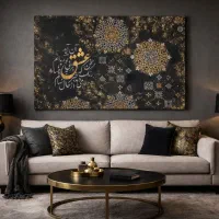 تابلو لاکچری پتینه کار شده با ورق طلا