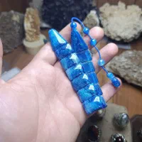 تسبیح کهربا زازا آبی زردار