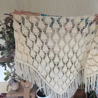 اشارپ دست بافت رنگ کرم دوعددموجود|لباس|فومن, |دیوار