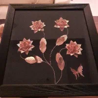 تابلو گل و پروانه مسی