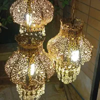 لوستر طلایی استیل|لوستر و چراغ آویز|کاشان, قطب راوندی|دیوار