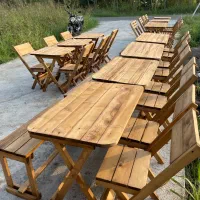 نیمکتی ثابت تاشو میز و صندلی چوب rasht46