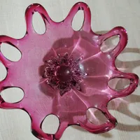 ظرف میوه خوری کریستال رنگی بزرگ پایه دار