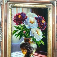 تابلو گل تینا کد 12 دستبافت و برجسته