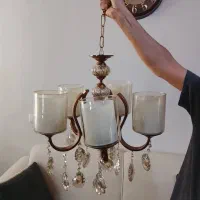 لوستر فلزی برنز پنج شاخه