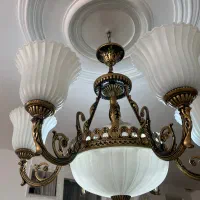 لوستر جفت برنزی ۶ساخه|لوستر و چراغ آویز|مشکیندشت, |دیوار