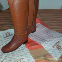 بوت تمام چرم عسلی برند چرم مریم سایز ۳۹