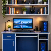ست میز کامپیوتر و کتابخانه MDF در حد نو بسیار تمیز