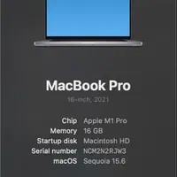 فروش MacBook Pro 2021 16 inch M1 Pro 16gb 512gb|رایانه همراه|تهران, کاشانک|دیوار