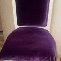 دو عدد صندلی سفید چوبی پارچه مخمل