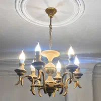 لوستر برنجی آبکاری طلا|لوستر و چراغ آویز|رشت, خمیران زاهدان|دیوار