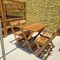 میز و صندلی تاشو چوبی جنگل چوب ،فندوقی، اصفهان