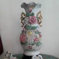 گلدان چینی و کریستال بوهمیا تنگ و لیوان..