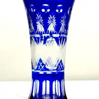 گلدان کریستال آنتیک دو پوست بوهمیا چک کبالت