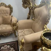 مبل سلطنتی چوب راش ورق طلائی تمیزو سالم تخفیف ویژه|مبلمان خانگی و میز عسلی|تهران, جنت‌آباد مرکزی|دیوار