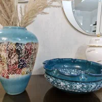 کاسه و گلدان دکوری سرامیکی با نقاشی زیر لعابی دستی|صنایع دستی و سایر لوازم تزئینی|تهران, تهرانپارس غربی|دیوار