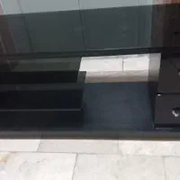 میز تلویزیون شیشه ای چوبی
