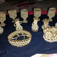 سرویس چایخوری مونجوق دوزی مروارید دوزی ناب|صنایع دستی و سایر لوازم تزئینی|تهران, فلاح|دیوار