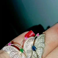 انگشتر پروانه نقره قدیمی با سنگ جواهر .کار لوکس|کلکسیون اشیاء عتیقه|همدان, |دیوار