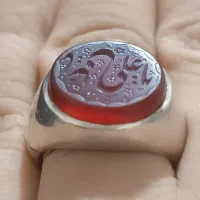 انگشتر عقیق رکاب فیلی پنبه ای خط یاعلی چپ وراست